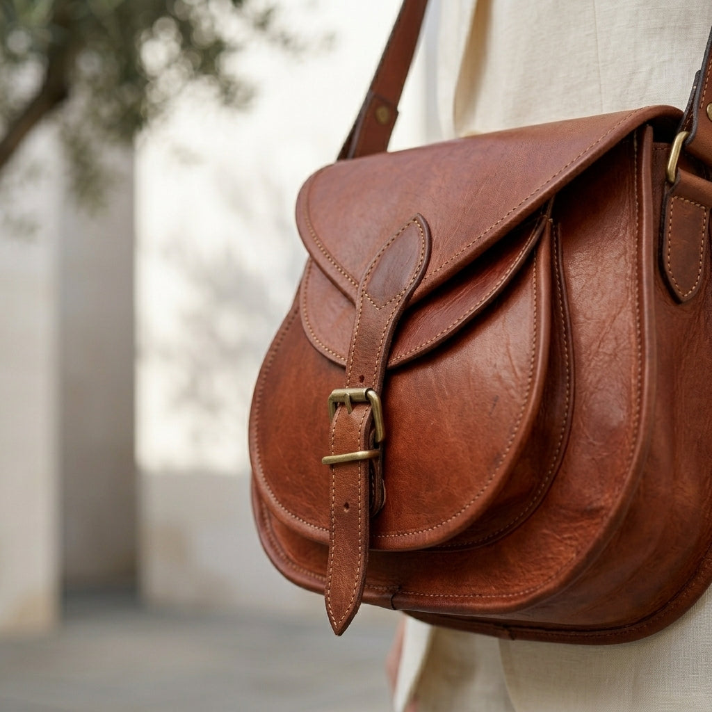 DELFINA™ • Bolso Crossbody Vintage Artesanal Piel Genuina | Accesorios de Autor