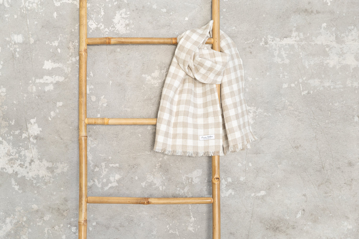 ANGELICA™ • Pañuelo de Lino Cuadros Natural y Blanco | Pañuelos y Fulares