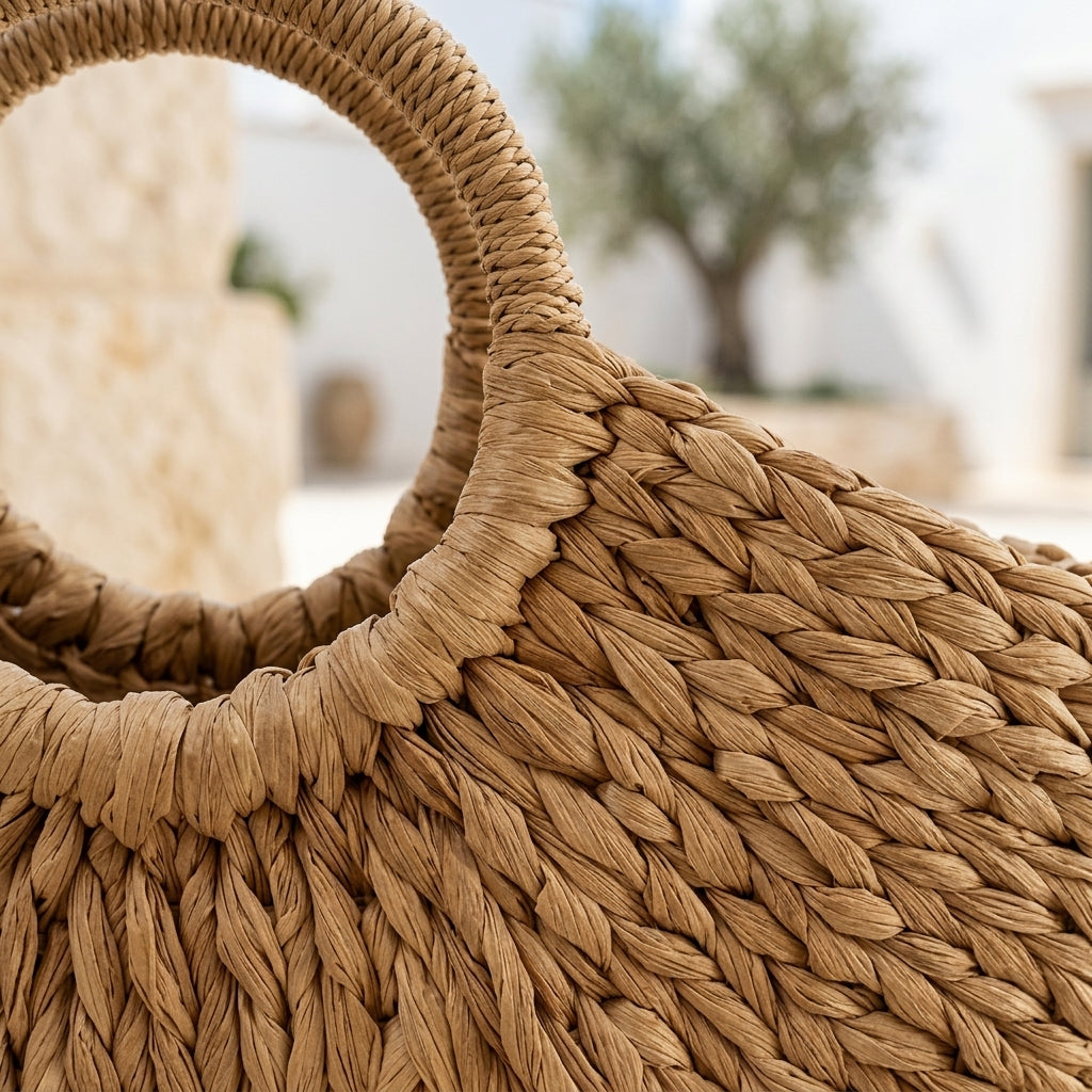 DOLCE™ • Bolso Semicircular Paja Natural Asa Superior Verano | Accesorios de Autor