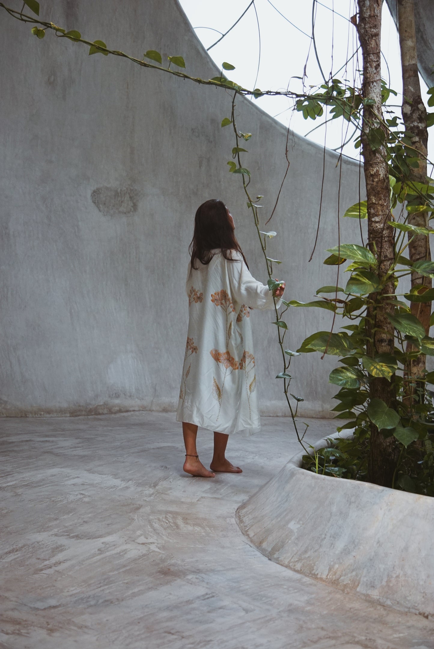DANIELA™ • Bata de Seda Estampada Azulik | Kimono Silk Robe Premium