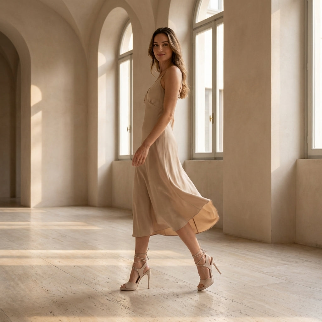 BIANCA™ • Sandalia Beige con Hebilla Lateral | Calzado de Autor