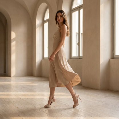 BIANCA™ • Sandalia Beige con Hebilla Lateral | Calzado de Autor