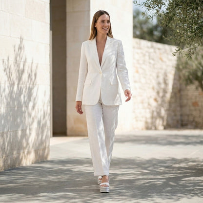 CAMILLA™ • Cuña de Piel Vegana Premium Off-White | Calzado de Autor