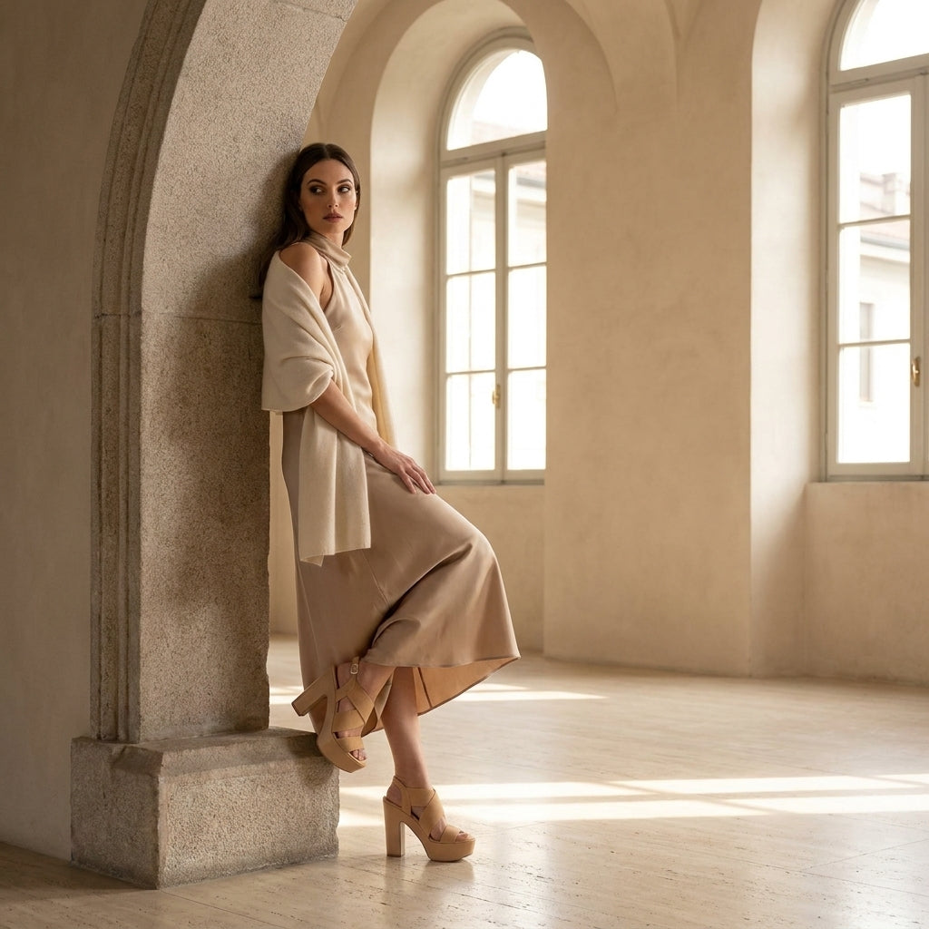 GIORGIA™ • Sandalia de Tacón Alto Ante Premium Taupe | Calzado de Autor