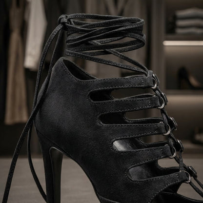 SERENA™ • Salón Negro de Piel Vegana Premium Punta en Pico | Calzado de Autor