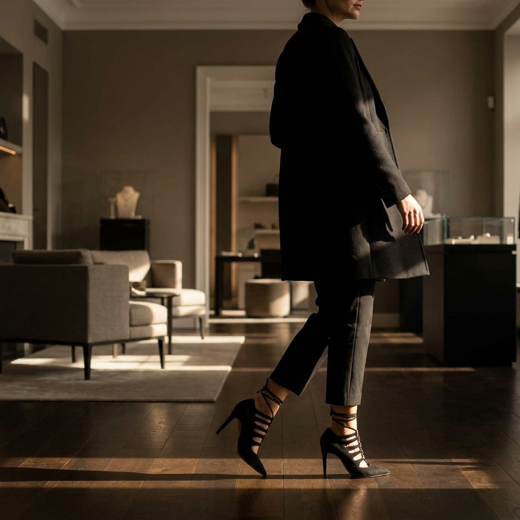 SERENA™ • Salón Negro de Piel Vegana Premium Punta en Pico | Calzado de Autor