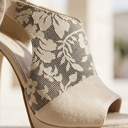 ELEONORA™ • Sandalia de Tacón Alto Ecopiel Vegana Beige | Calzado de Autor