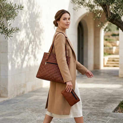 MARGHERITA™ • Bolso Tote + Bolso Pequeño Piel Genuina | Accesorios de Autor