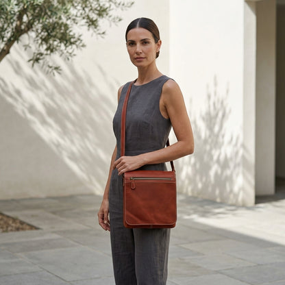 ADRIANA™ • Bolso Crossbody Piel Genuina Naranja | Accesorios de Autor