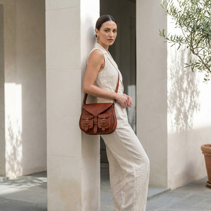 FEDERICA™ • Bolso Bandolera Artesanal Piel Genuina Estilo Boho | Accesorios de Autor
