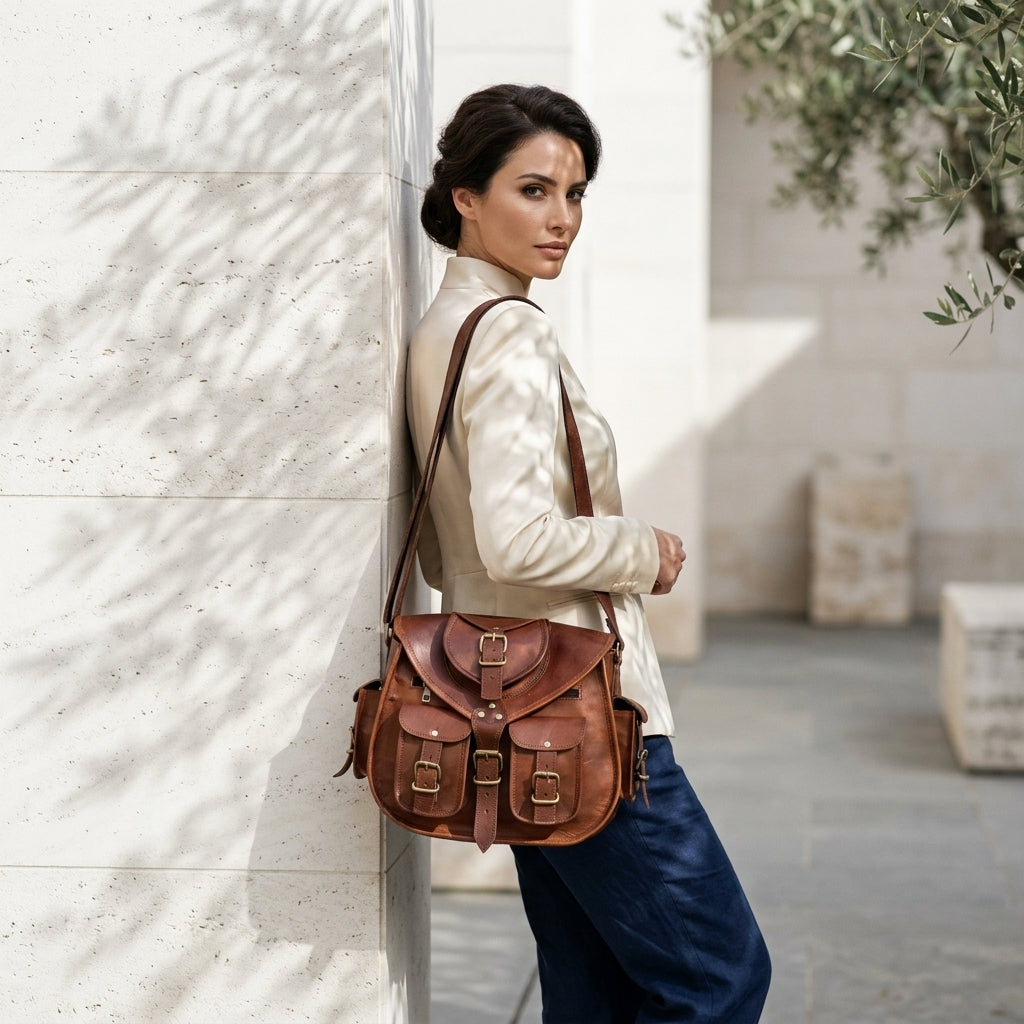 LORENZA™ • Bolso Satchel Crossbody Artesanal Piel Genuina | Accesorios de Autor