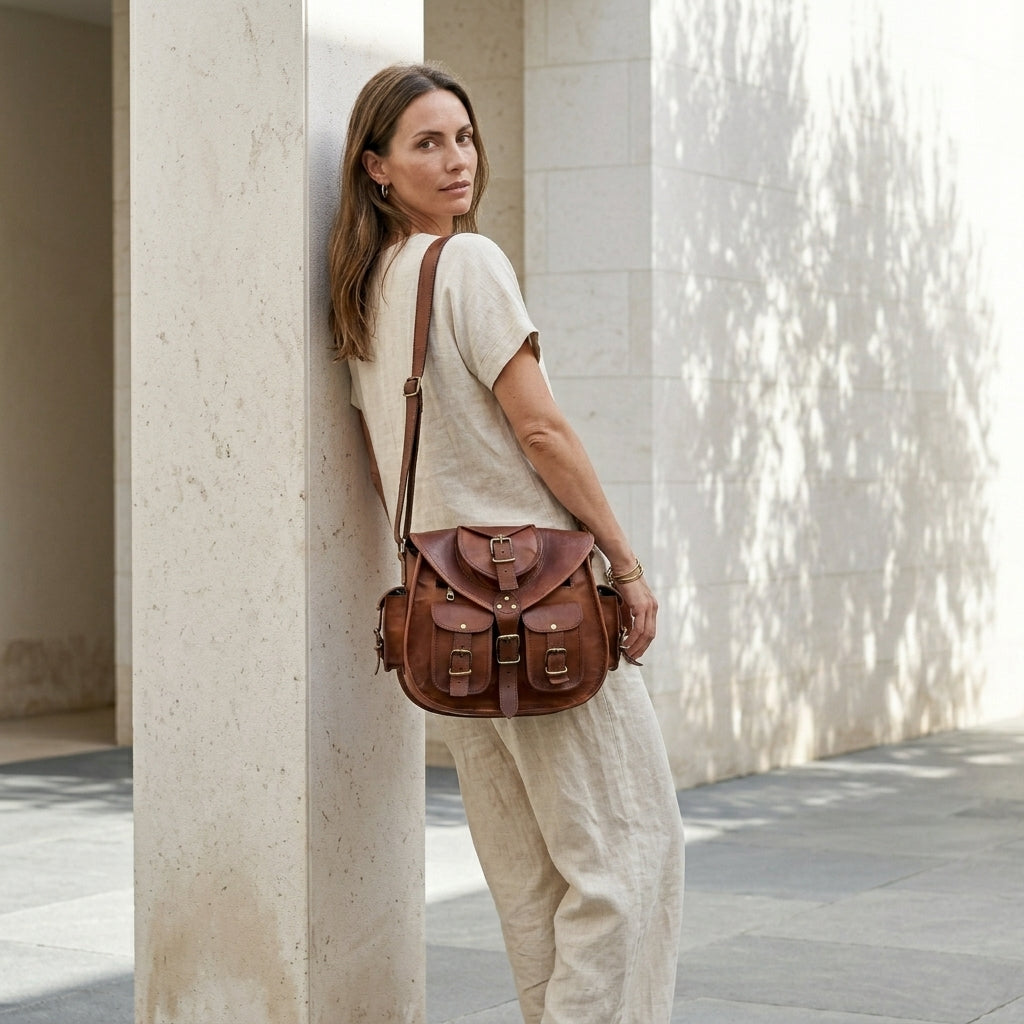 LORENZA™ • Bolso Satchel Crossbody Artesanal Piel Genuina | Accesorios de Autor