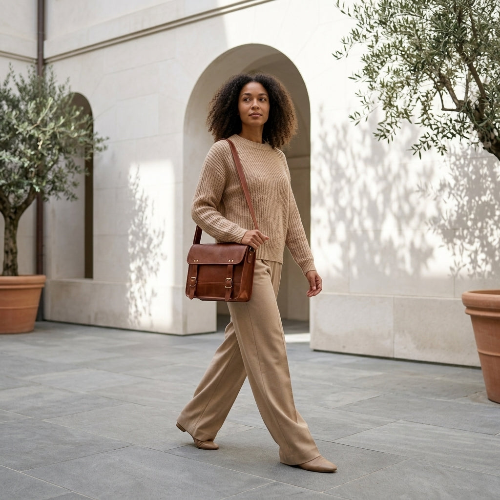 ORNELLA™ • Bolso Portátil Crossbody Artesanal Piel Genuina | Accesorios de Autor