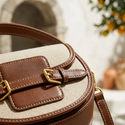 ALLEGRA™ • Bolso Saddle Retro Patchwork Piel Vegana | Accesorios de Autor