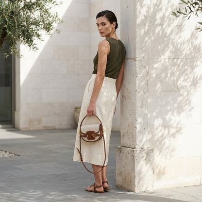 ALLEGRA™ • Bolso Saddle Retro Patchwork Piel Vegana | Accesorios de Autor