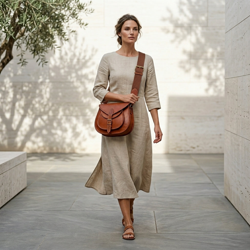 DELFINA™ • Bolso Crossbody Vintage Artesanal Piel Genuina | Accesorios de Autor