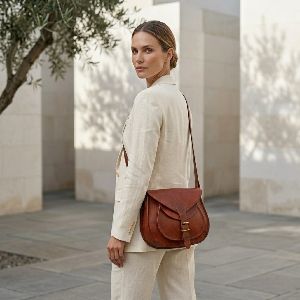 DELFINA™ • Bolso Crossbody Vintage Artesanal Piel Genuina | Accesorios de Autor