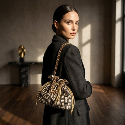 GRAZIA™ • Bolso Artesanal Bogolanés Algodón Pintado a Mano África | Accesorios de Autor