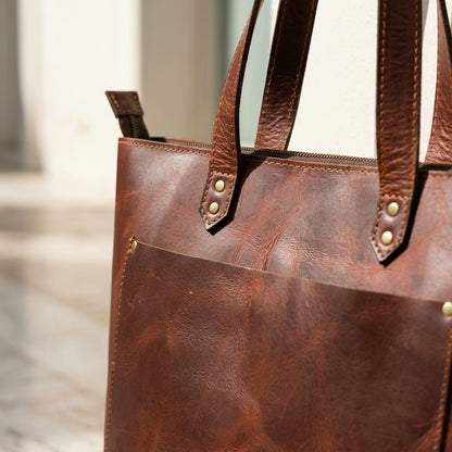 OTTAVIA™ • Bolso Tote Grande Piel Genuina Búfalo con Cremallera | Accesorios de Autor