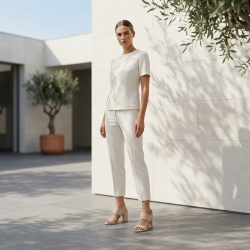 RENATA™ • Sandalia de Tacón Ante Premium Beige | Calzado de Autor
