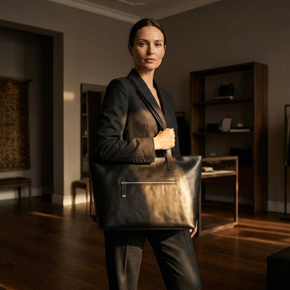 UMBERTA™ • Bolso Tote Mediano Piel Genuina Cremallera Superior | Accesorios de Autor