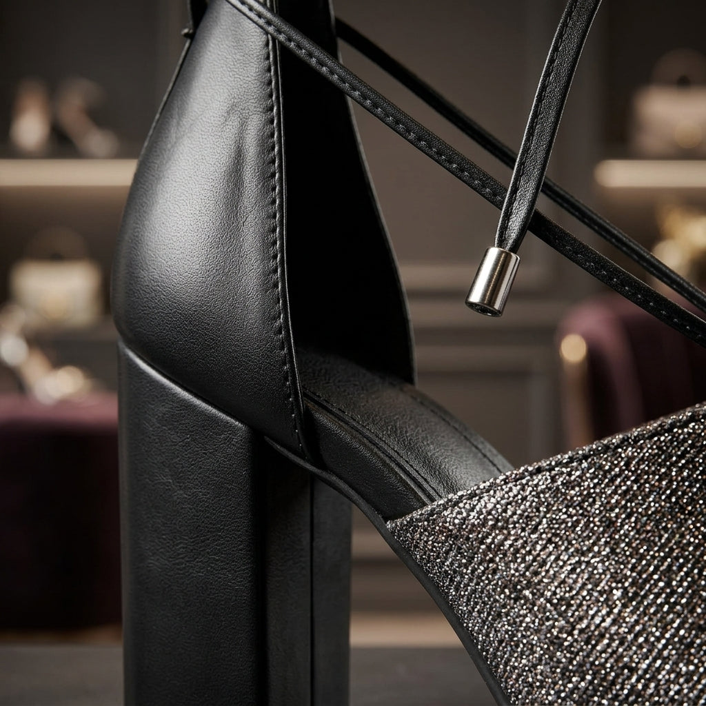 VERDIANA™ • Sandalia de Tacón Alto Piel Premium Negro Bronce Plata | Calzado de Autor