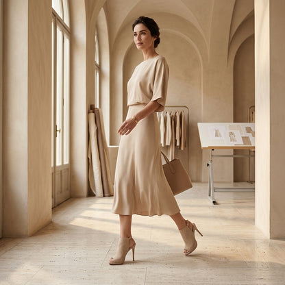 ZARA™ • Sandalia de Tacón Alto Ante Premium Beige | Calzado de Autor
