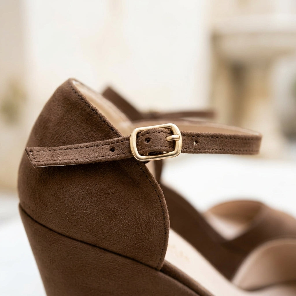CELESTINA™ • Cuña de Ante Vegano Premium Cuero | Calzado de Autor
