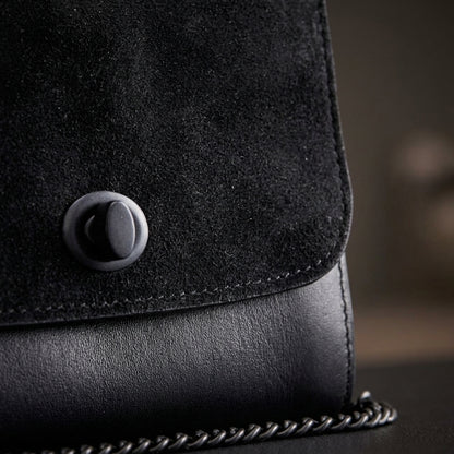 FLORIANA™ • Mini Bolso Crossbody Piel y Ante Bicolor Cadena Extraíble | Accesorios de Autor