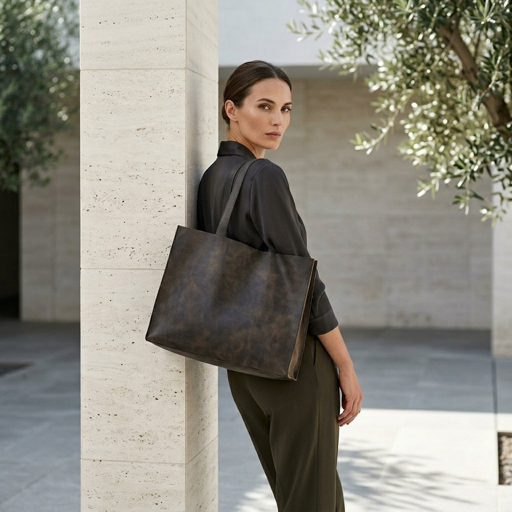XENIA™ • Bolso Tote Piel Top Grain Acabado Moca Vintage | Accesorios de Autor