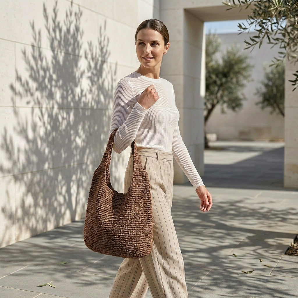 CLARA™ • Bolso de Playa Paja Natural Hombro Verano | Accesorios de Autor