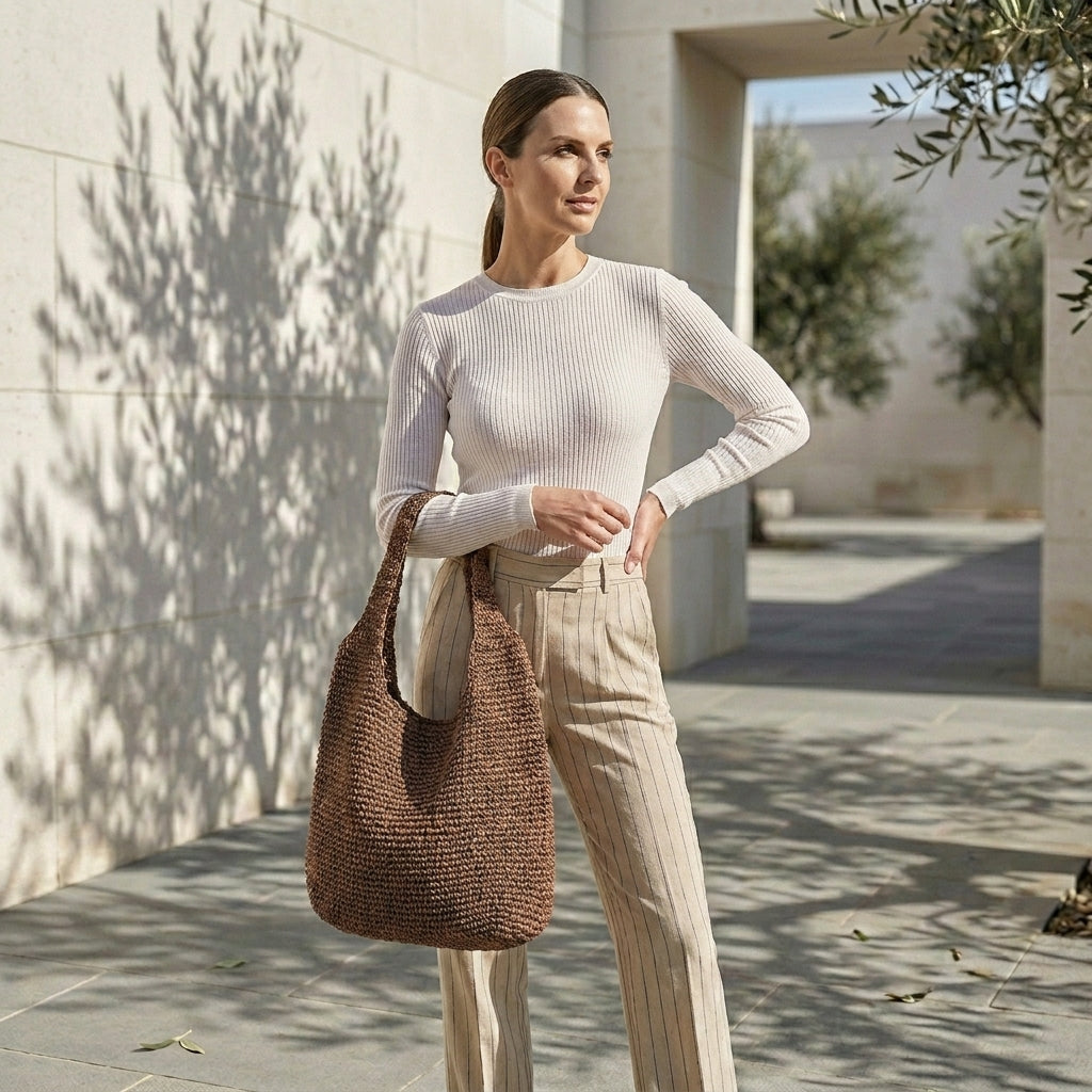 CLARA™ • Bolso de Playa Paja Natural Hombro Verano | Accesorios de Autor
