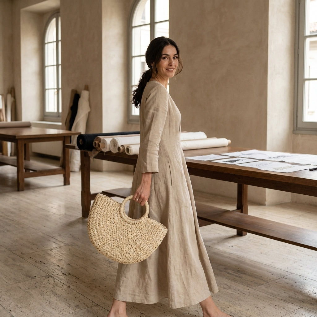 BERENICE™ • Bolso Tote de Ratán con Forro de Lino | Accesorios de Autor