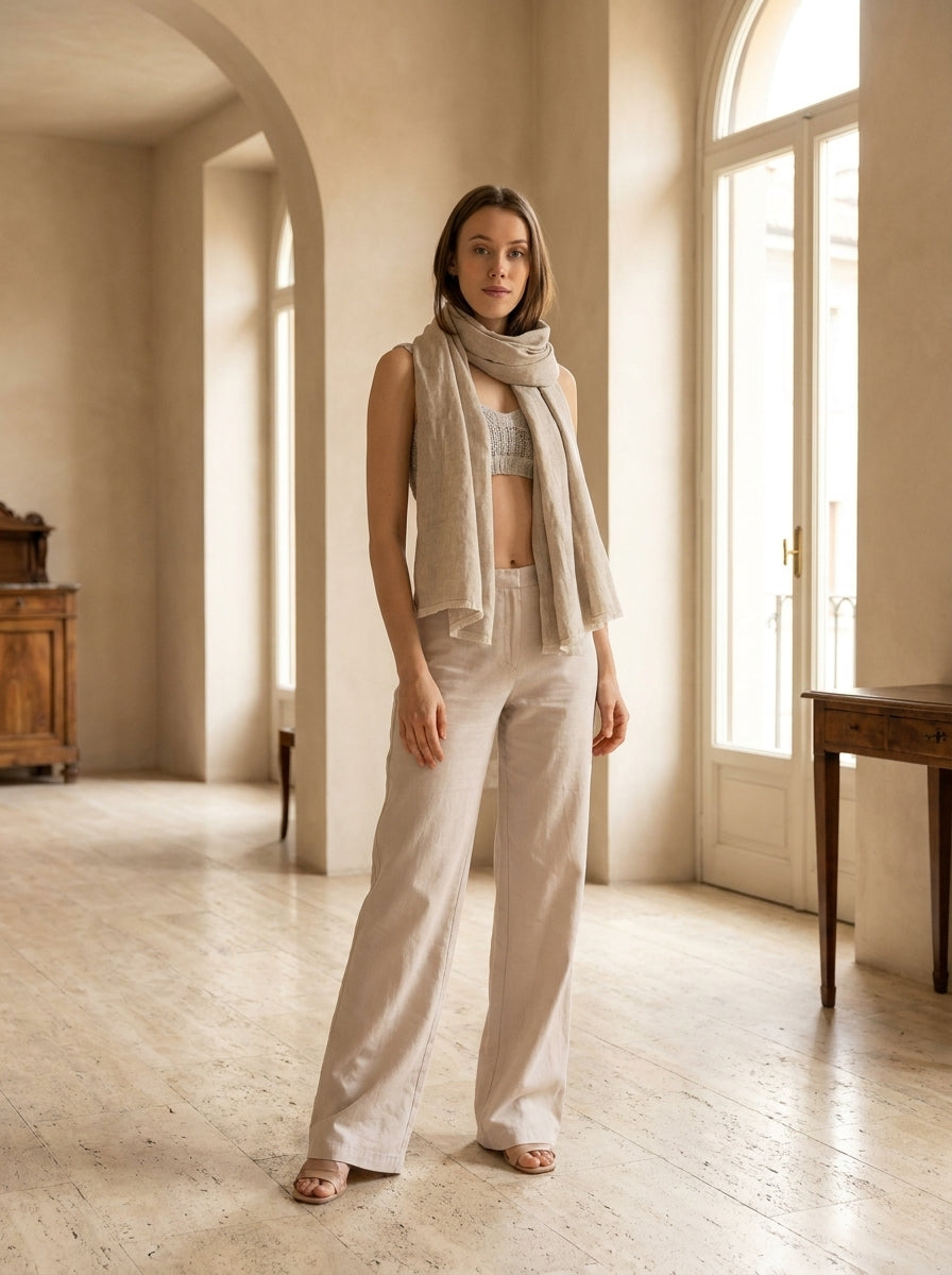 PETRA™ • Pañuelo de Lino Natural Claro | Pañuelos y Fulares