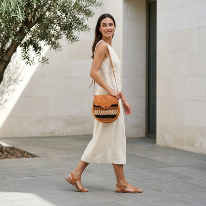 TERESA™ • Bolso Kiondo Africano Sisal y Cuero Natural Multicolor | Accesorios de Autor