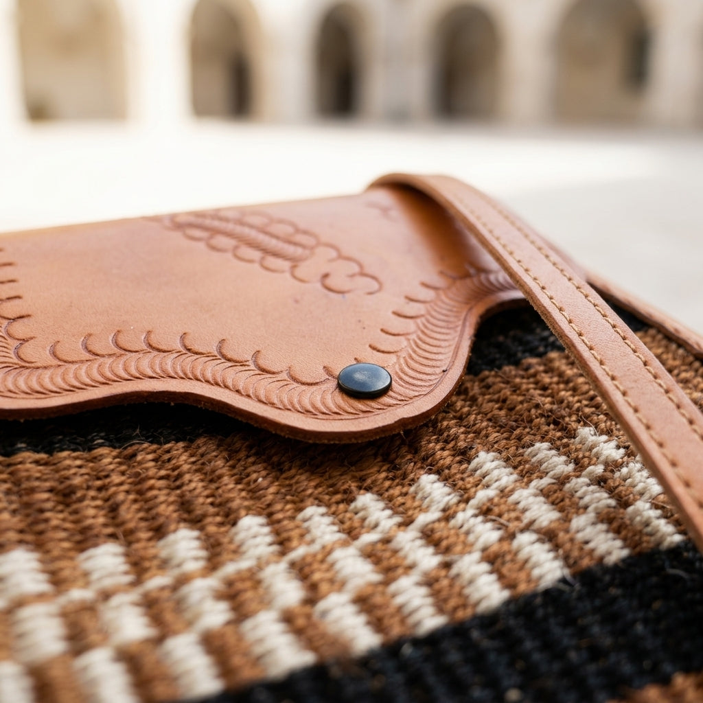 TERESA™ • Bolso Kiondo Africano Sisal y Cuero Natural Multicolor | Accesorios de Autor