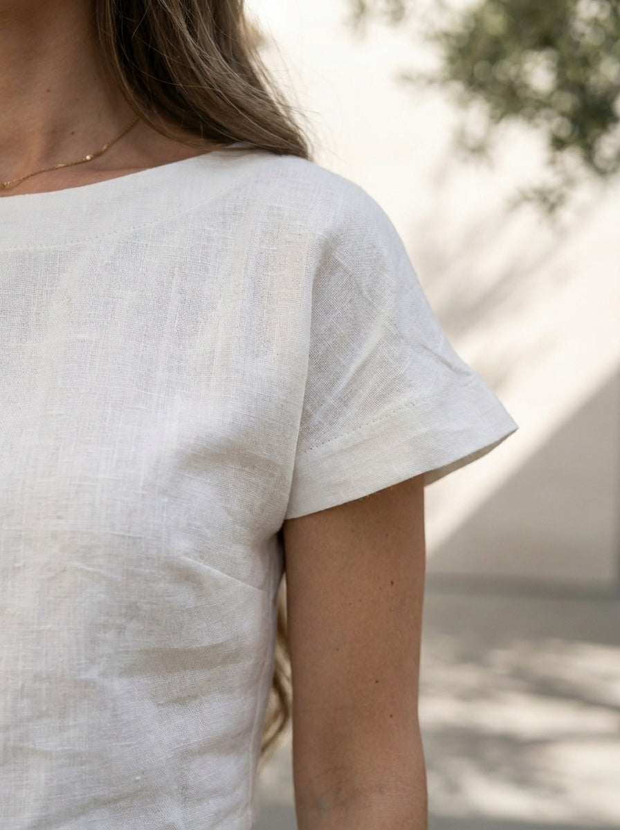 CARMELA™ • Set Taormina | Crop Top y Falda Midi en Lino Europeo