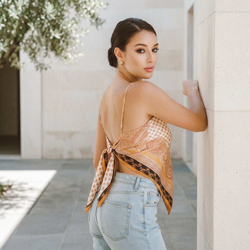 ERMINIA™ • Top Bandana Minimal con Nudo