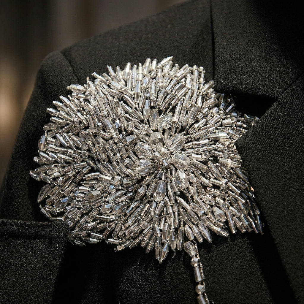 MELANIA™ • Chaqueta de Traje Bordada a Mano con Flores