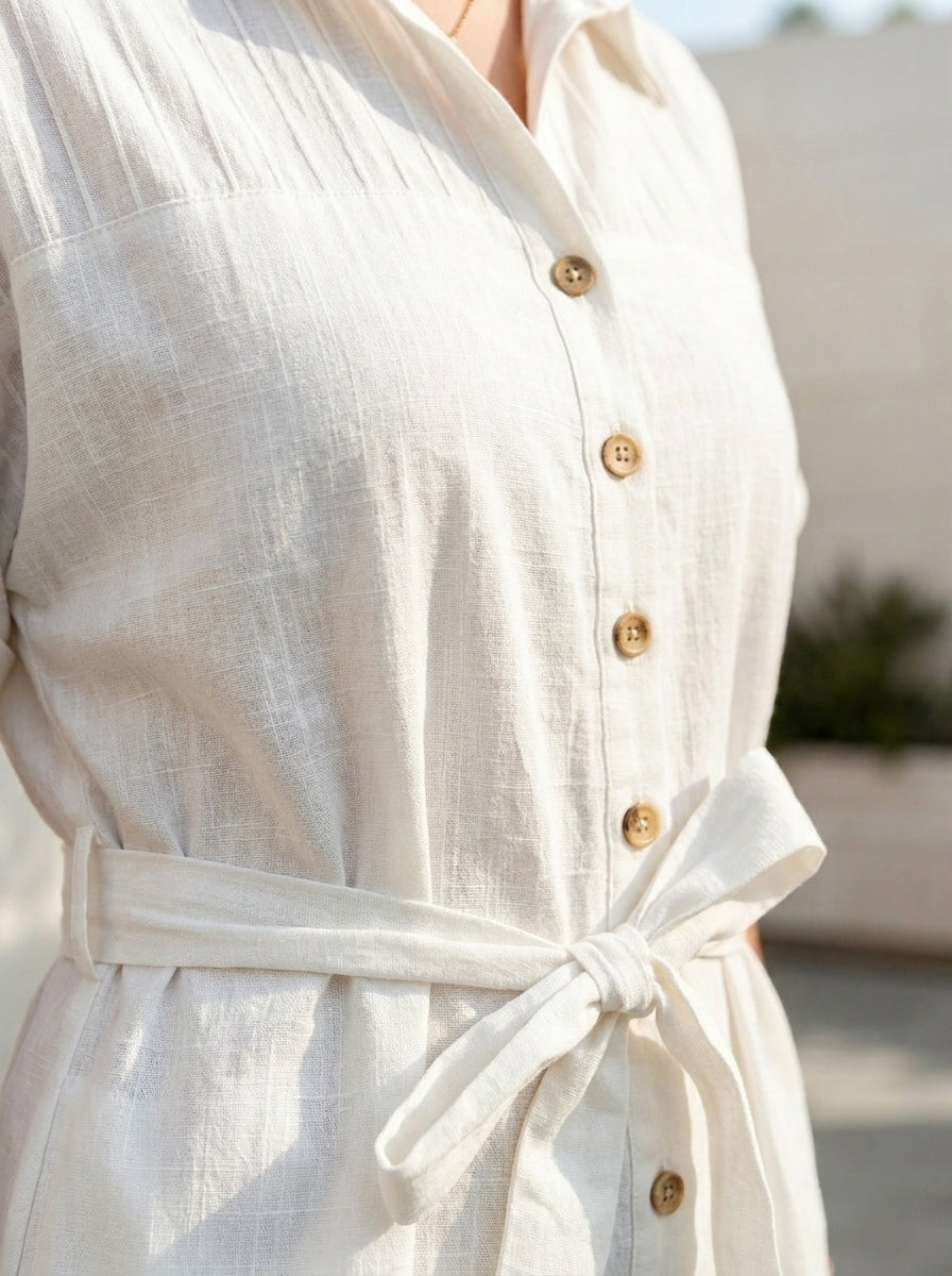 GIULIA™ • Mono Casual de Manga Corta con Solapa y Lazo