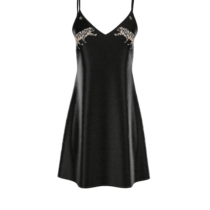NOVELLA™ • Vestido Slip Seda Sostenible Estampado Jaguar Stars | Moda de Autor