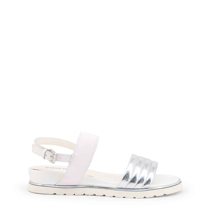 BEATRICE™ • Sandalia Piel Vegana Premium Silver Off-White | Calzado de Autor