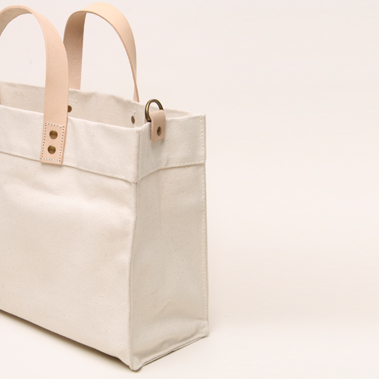 FLAVIA™ • Mini Bolso Tote Box Canvas Natural Asa Cuero | Accesorios de Autor