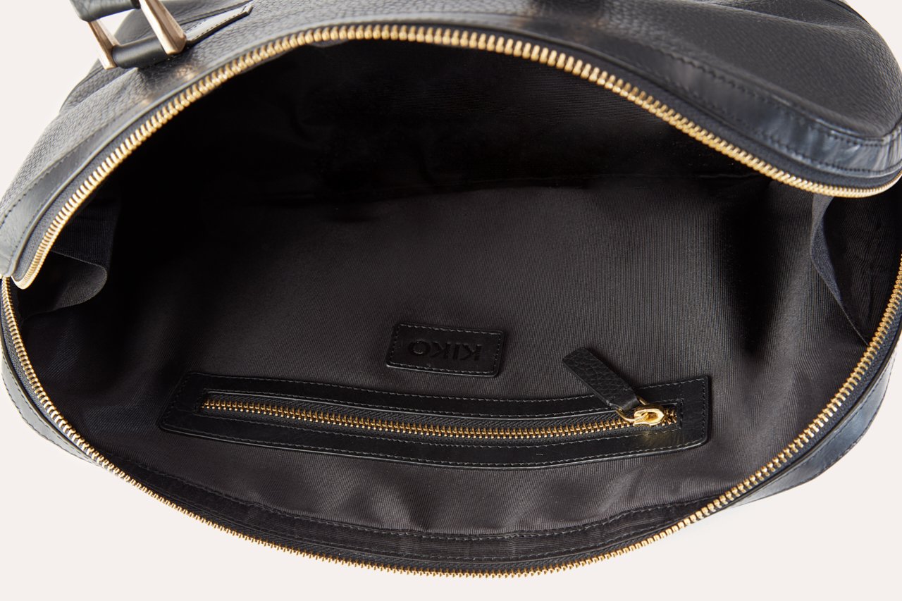 DIANA™ • Bolso Satchel Piel Genuina Pebble Negro Cremallera | Accesorios de Autor