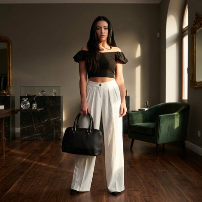 DIANA™ • Bolso Satchel Piel Genuina Pebble Negro Cremallera | Accesorios de Autor