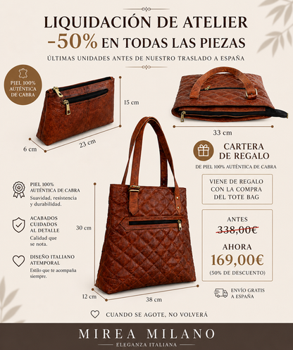 MARGHERITA™ • Bolso Tote + Bolso Pequeño Piel Genuina | Accesorios de Autor