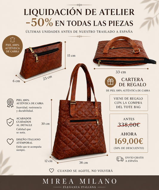 MARGHERITA™ • Bolso Tote + Bolso Pequeño Piel Genuina | Accesorios de Autor