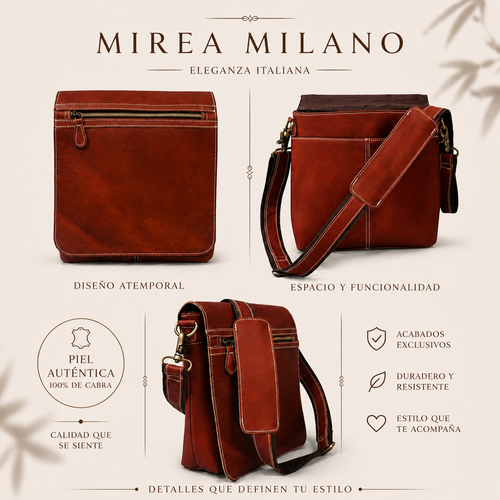 ADRIANA™ • Bolso Crossbody Piel Genuina Naranja | Accesorios de Autor