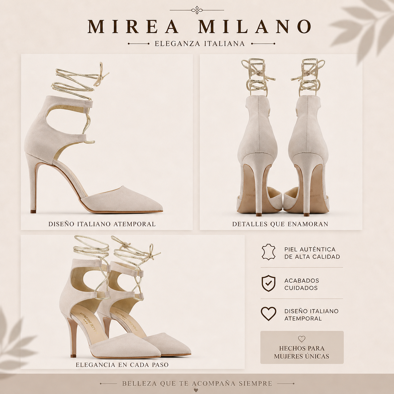 LUCIA™ • Sandalia Beige Punta en Pico | Calzado de Autor