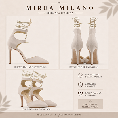 LUCIA™ • Sandalia Beige Punta en Pico | Calzado de Autor